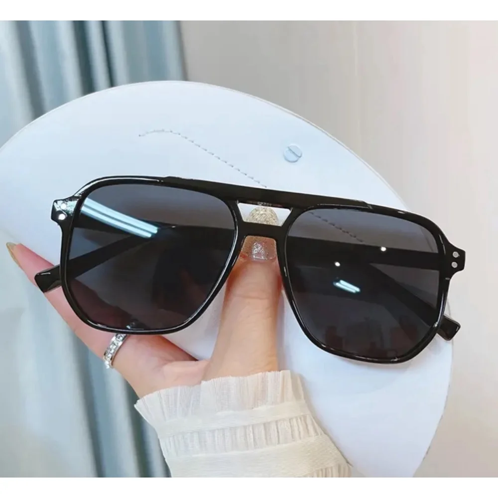 Square Black Framed Sunglasses with Gray Lenses